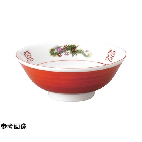 三つ龍ラーメン丼 赤巻反高台22cm丼