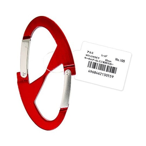 Wフックカラビナ 大 レッド No.10