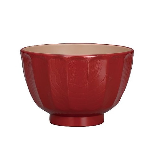 汁椀 漆塗菊彫 朱色