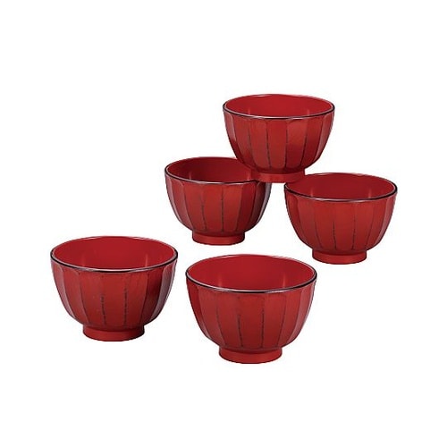 抗菌 菊彫 汁椀揃 根来 曙 5個入 根