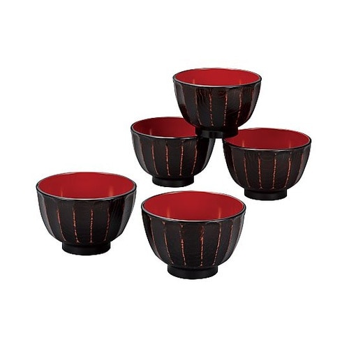 汁椀 抗菌 菊彫 大椀揃 根来 5個入