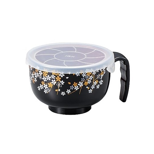 汁椀 桜 フタ付らくらく汁椀 黒