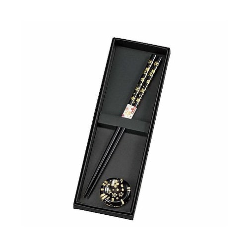 箸 箸置き 桜 2点セット 黒