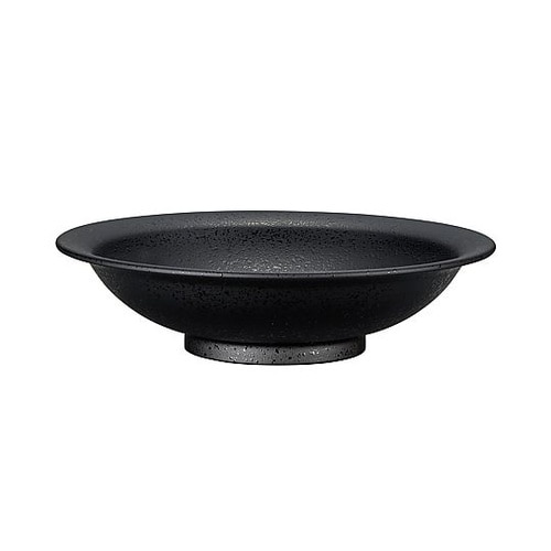 山中 中華皿 石目塗 黒 M18108−