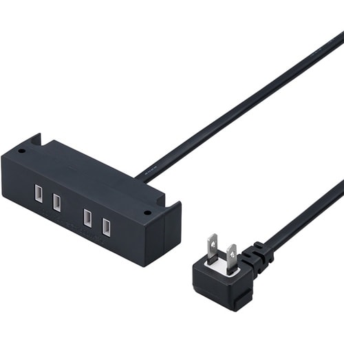家具用コンセント 2個口1.8m 黒 H