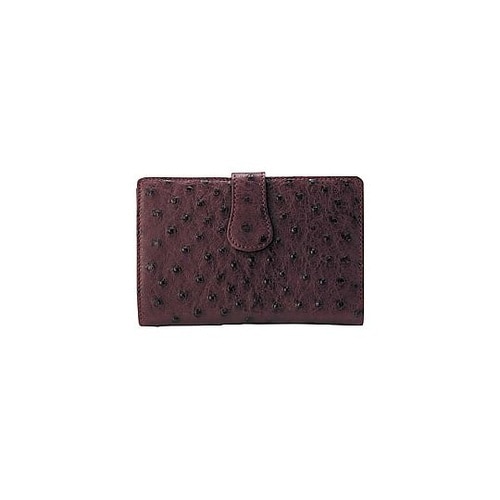 オーストリッチ横長ベロ付財布 ワイン K