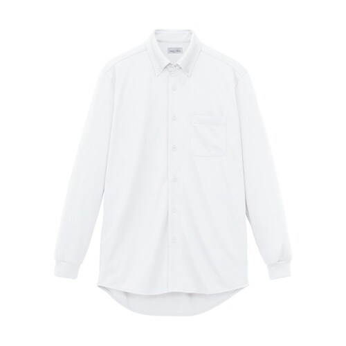 ユニセックスボタンダウン長袖シャツ ホワ