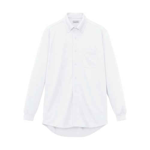 ユニセックスボタンダウン長袖シャツ ホワ