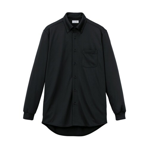 ユニセックスボタンダウン長袖シャツ ブラ