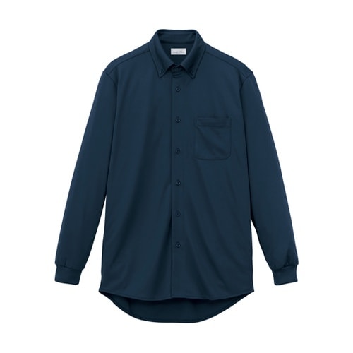 ユニセックスボタンダウン長袖シャツ ネイ