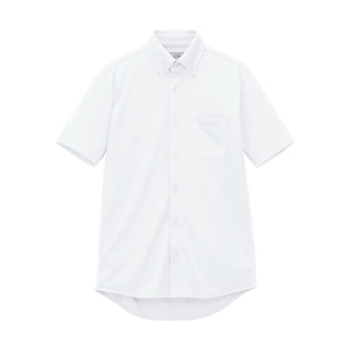 ユニセックスボタンダウン半袖シャツ ホワ