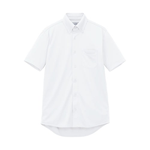ユニセックスボタンダウン半袖シャツ ホワ