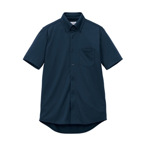 ユニセックスボタンダウン半袖シャツ ネイ