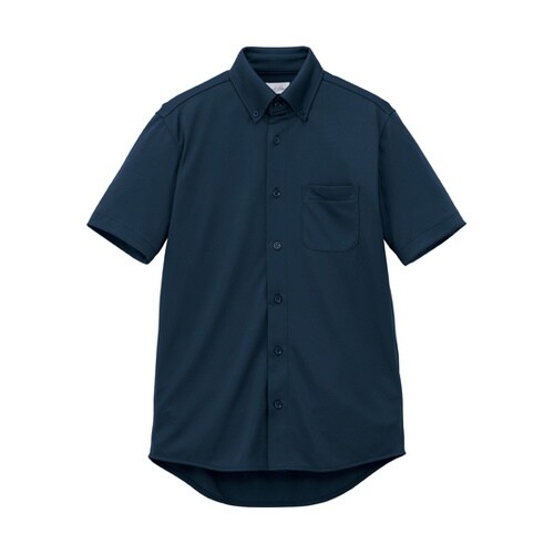ユニセックスボタンダウン半袖シャツ ネイ