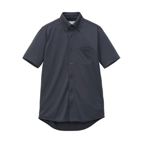 ユニセックスボタンダウン半袖シャツ チャ