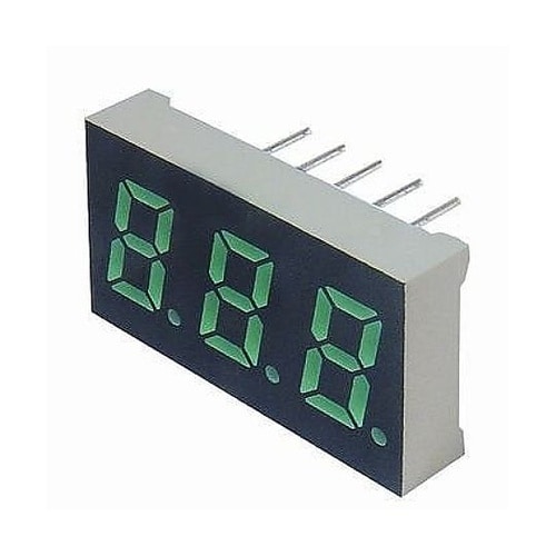 7セグメントLED(3桁・緑・カソード)