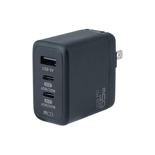 GaN 65W USB PD充電器 ブラ