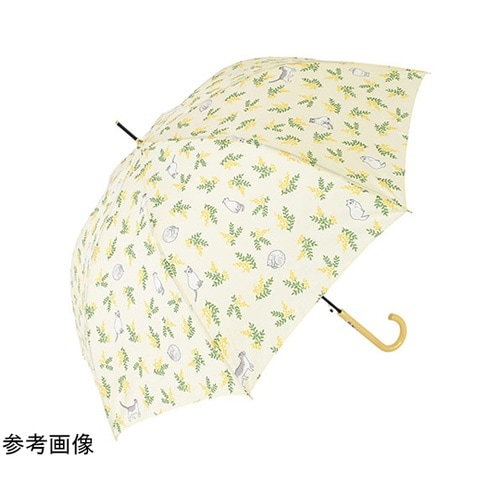 MKN 60cm耐風ジャンプ傘 小花と猫