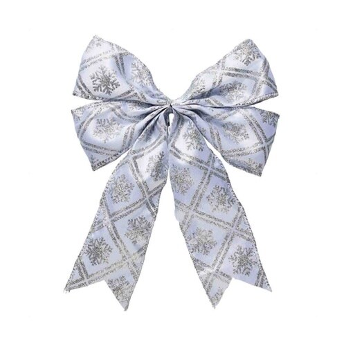 6個 リボンオーナメントセット大 シルバ