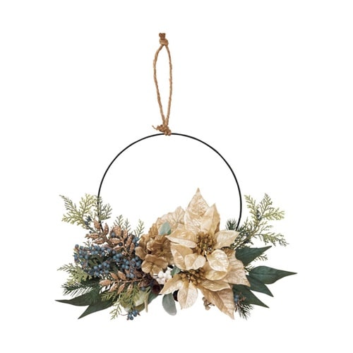 ウィンターポインセチア造花 リース 58