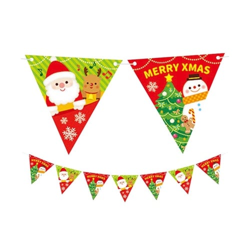 クリスマス三角フラッグガーランド ハッピ