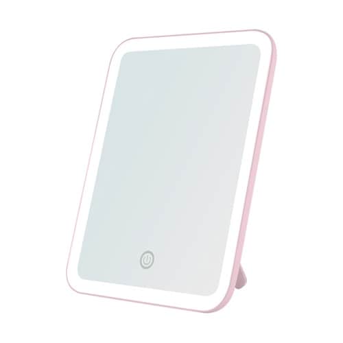 LEDメイクアップミラー ピンク YBM