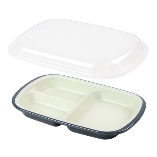 ランチプレート フタ付き 楽弁 角型 グレー