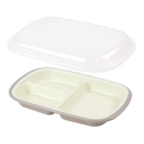 ランチプレート フタ付き 楽弁 角型 ベージュ