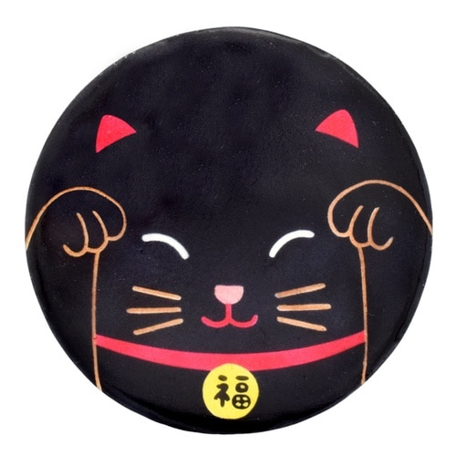 コースター 10cm カピスコースター 招き猫 黒