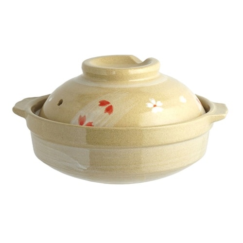 土鍋 17cm ガス火専用 浅型土鍋 花さくら