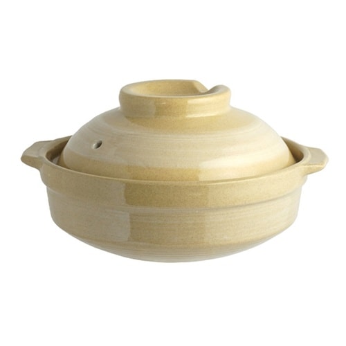 土鍋 17cm ガス火専用 浅型土鍋 雪刷毛目