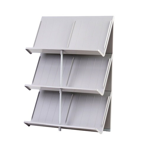 シューズラック 3段 スリム 省スペース グレー