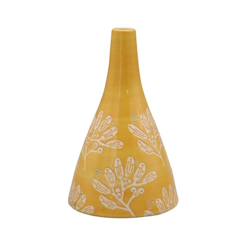 花瓶 ポーリッシュフラワーベース イエロー