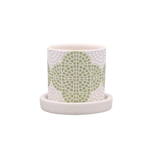 植木鉢 フリーゼポット S 受け皿付き グリーン