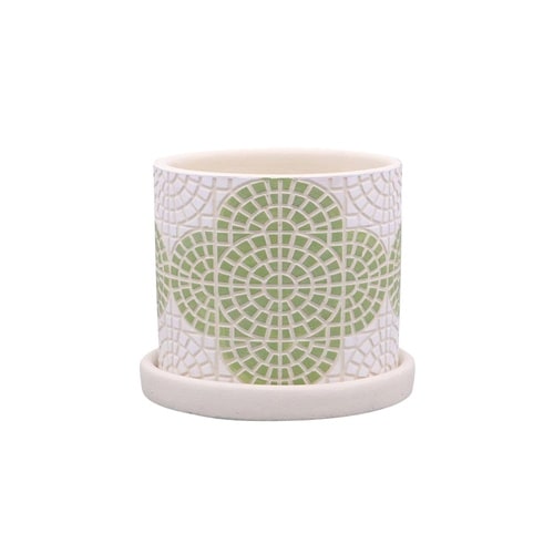 植木鉢 フリーゼポット L 受け皿付き グリーン