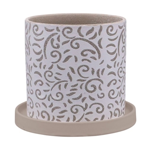 植木鉢 グリッグポット 唐草模様×ベージュ