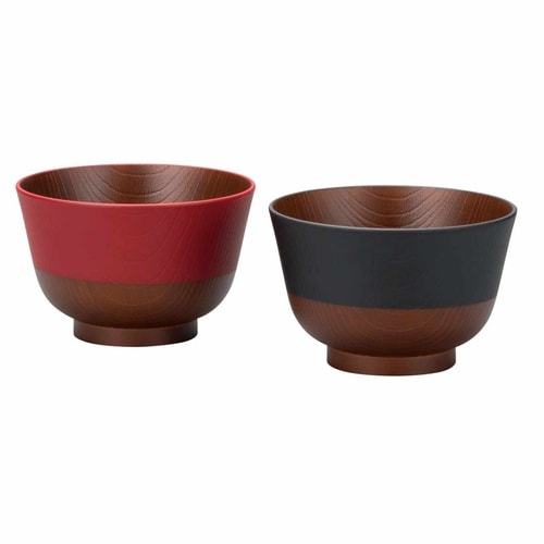 汁椀 日本伝統色 黒/朱 2個入
