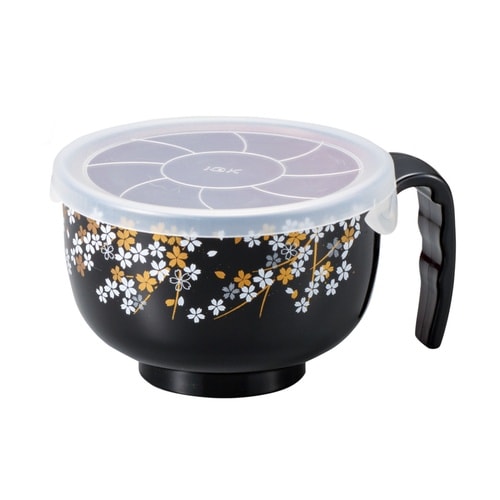汁椀 桜 フタ付らくらく汁椀 黒