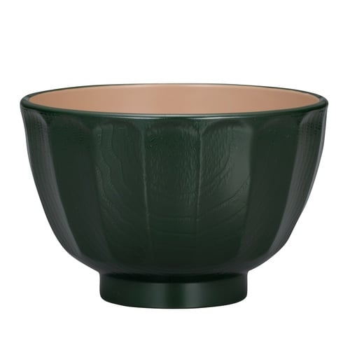 汁椀 漆塗菊彫 深緑色