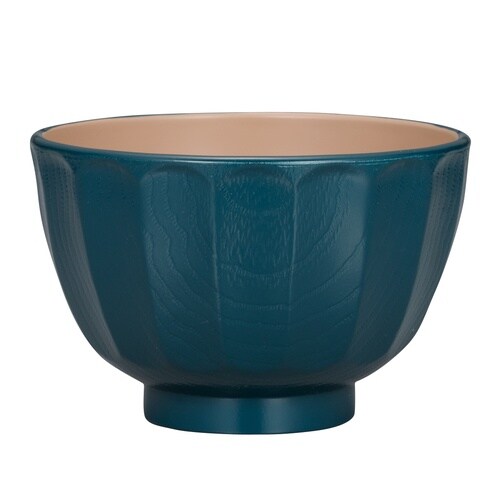 汁椀 漆塗菊彫 瑠璃色