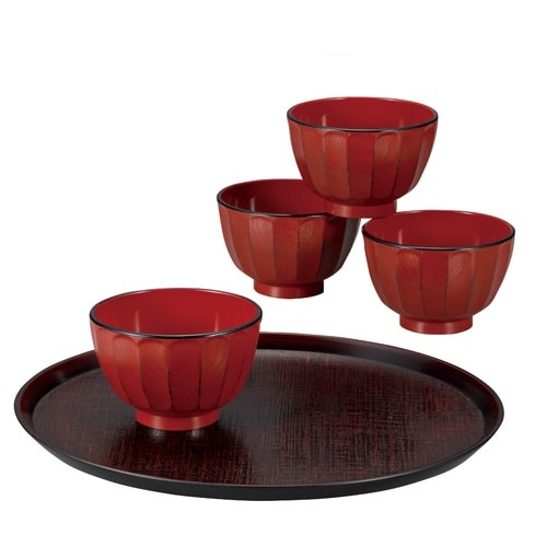 汁椀 抗菌 根来 4個入 盆付き