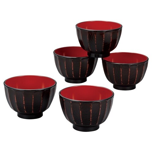 汁椀 抗菌 菊彫 大椀揃 根来 5個入