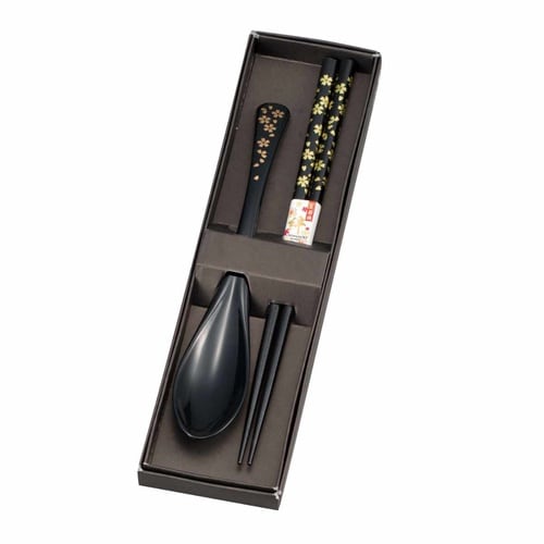 箸 スプーン 桜 2点セット 黒
