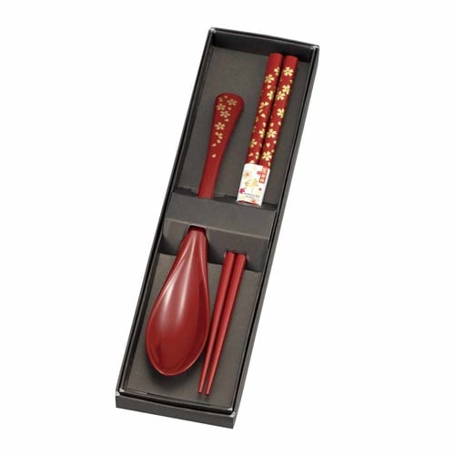 箸 スプーン 桜 2点セット 朱