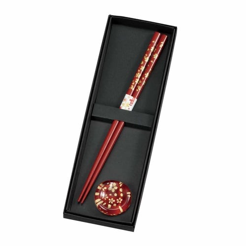 箸 箸置き 桜 2点セット 朱