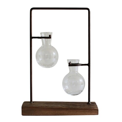花瓶 アイアンガラスハンギング 2ボトル