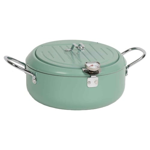 天ぷら鍋 24cm IH対応 鉄製 グリーン