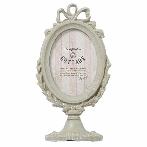 フォトフレーム フォトスタンド オーバル グレー