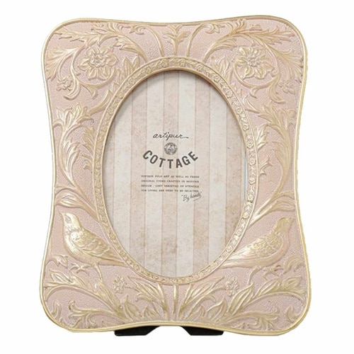 フォトフレーム 花鳥フォトフレーム レジン ピンク