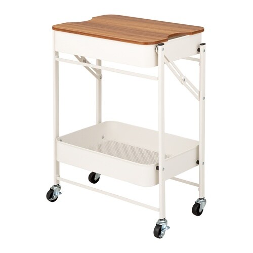 キッチンワゴン 折り畳める 2段 ワゴン ホワイト